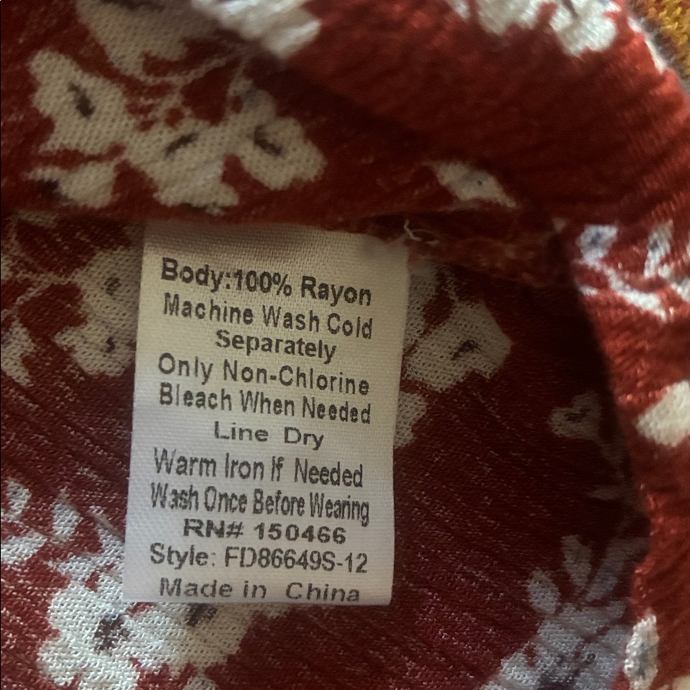 Floral Women's Top, Monday Fun, medium, rust and black - Picture 5 of 5